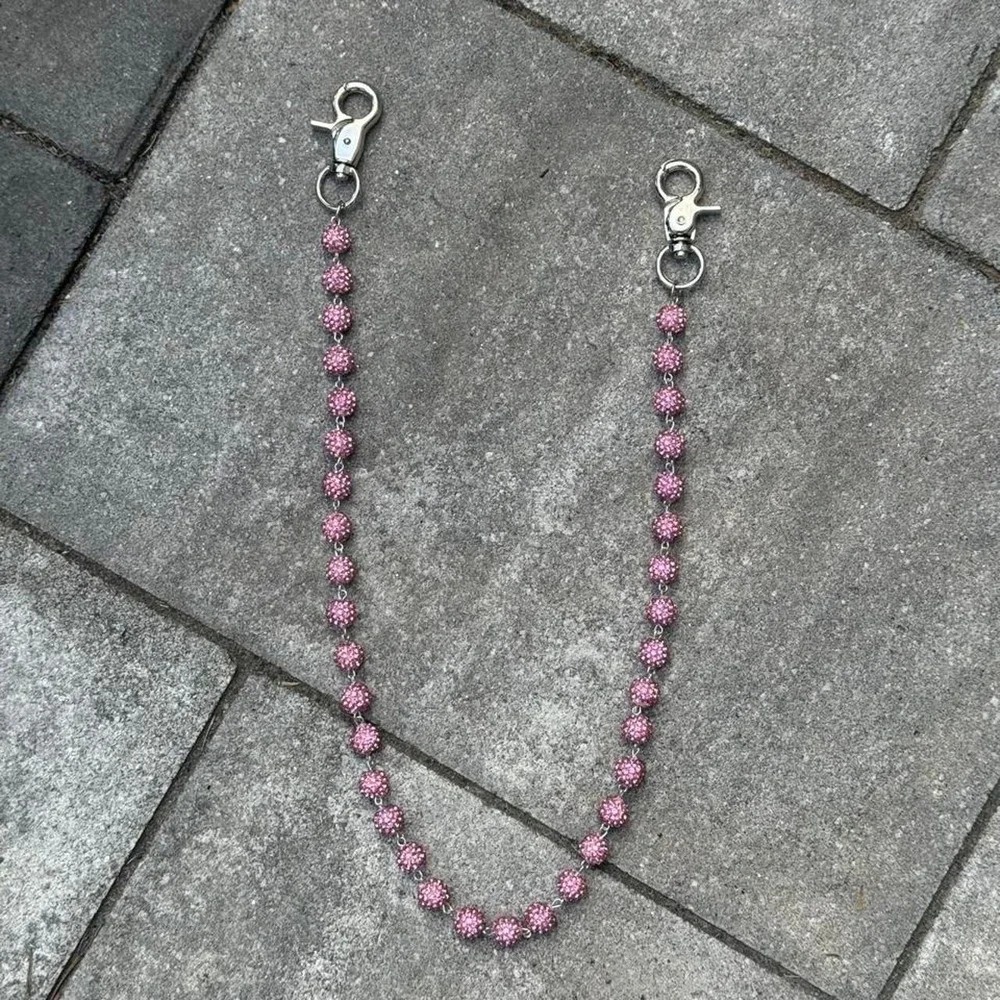 Pink Beaded Wallet Chain